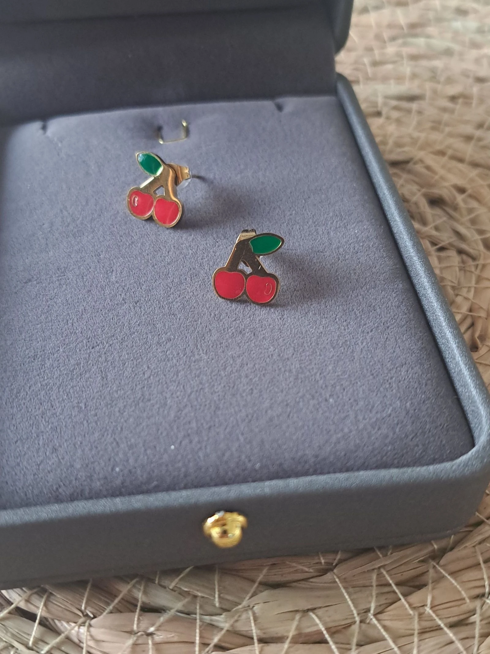 Gold Cherry Set 🍒 Necklace + Earrings • Stainless Steel • Y2K Cute Trend – photo 5